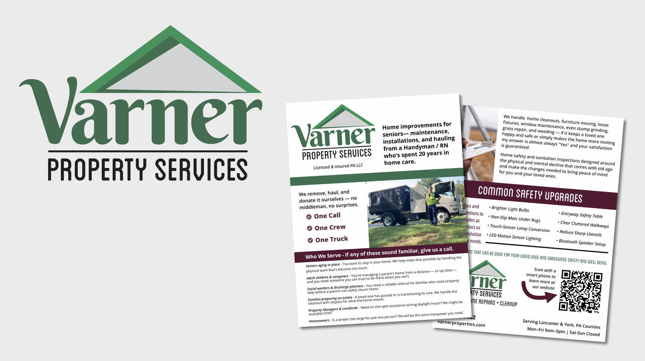 Varner Property Services: Proposed logo development and brochure.